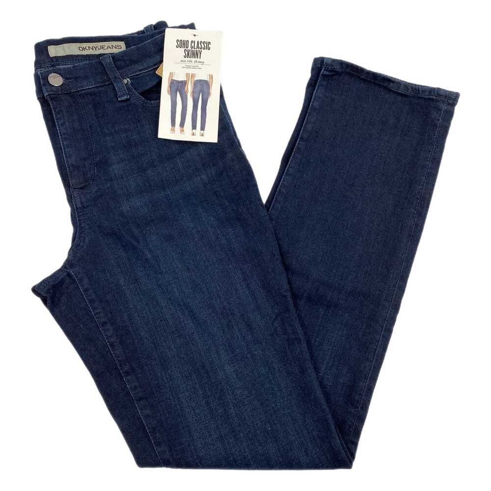Dkny Blue Skinny Jeans Soho Mid Rise Dark Wash 30 Inseam | Womens 8